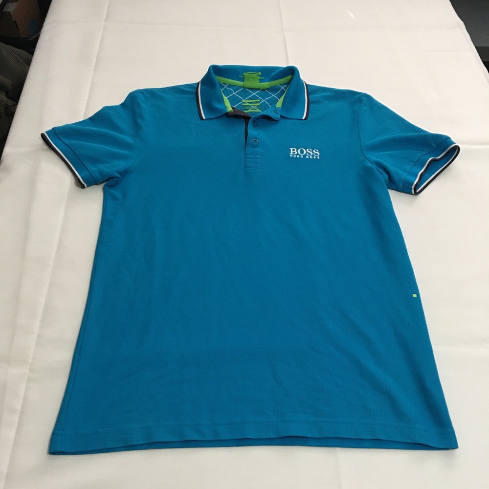 Hugo Boss Polo Shirt Mens Medium Blue Short Sleeve Modern Fit